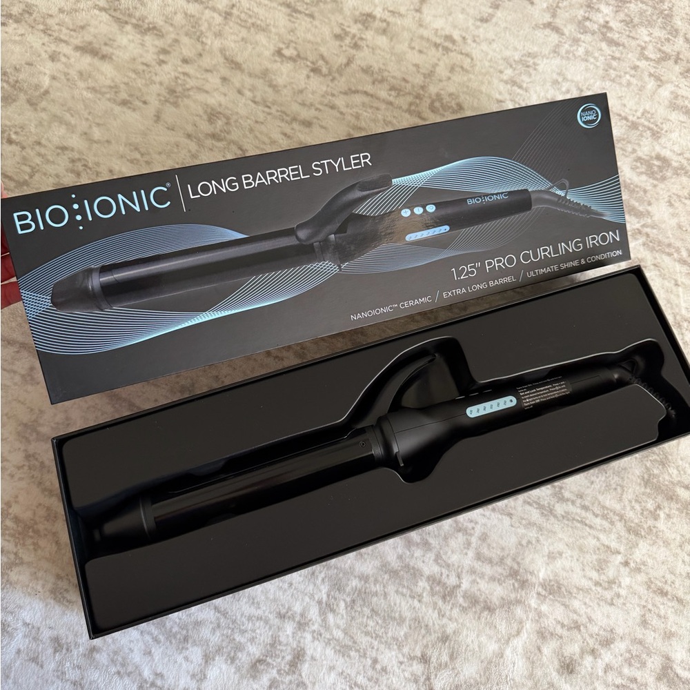 NEW Bio Ionic Long Barrel Curling Iron 1.25 inch